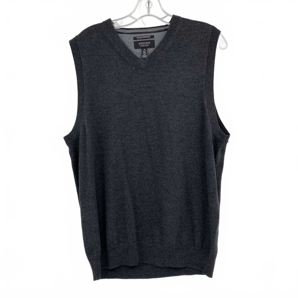 Nordstrom Gray Merino Wool V-Neck Vest | Men’s Size M